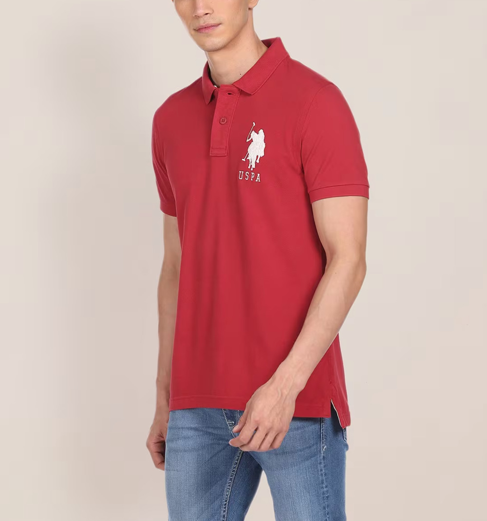 US POLO ASSN Polo Shirt Mens Small Red USPA Cotton Pique Embroidered Logo Golf